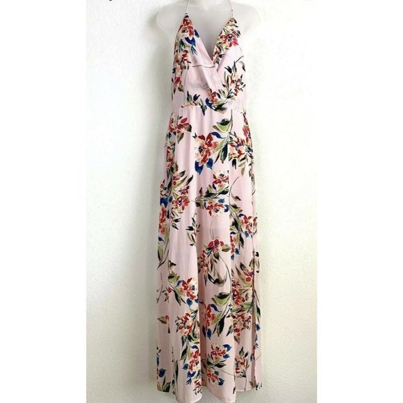 Lush Women's Pink Floral Print Surplice Maxi Dress‎ V-Neck Lined NWT Size Small - Picture 3 of 10
